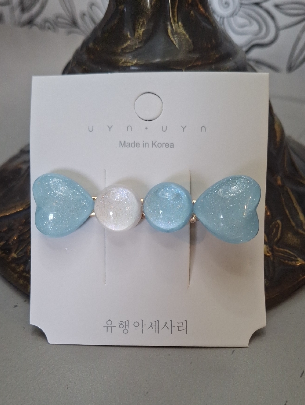 Sparkling Blue Heart Hair Clip